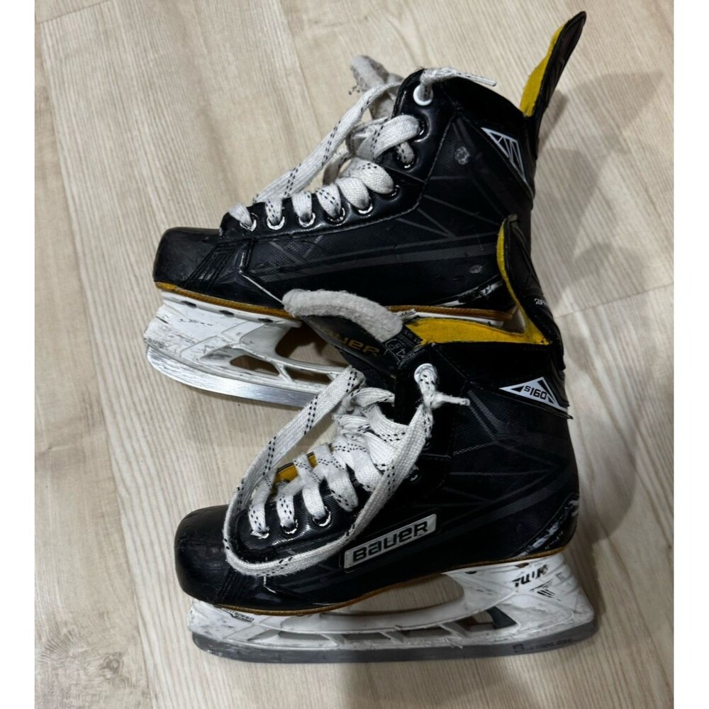Bauer Supreme S160 Youth Ice Hockey Skates Size 4.5 D Black Yellow White